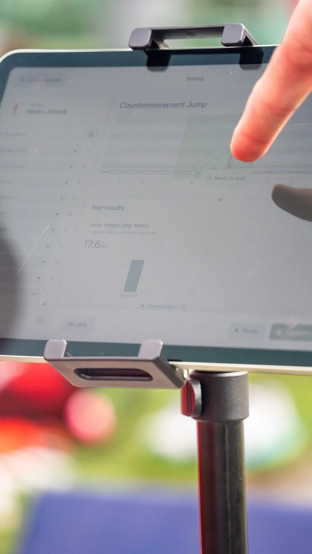 iPad zeigt Live-Testdaten direkt nach dem Durchgang